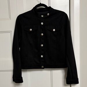 Black Vegan Suede Silver Button Up Jacket Size Small